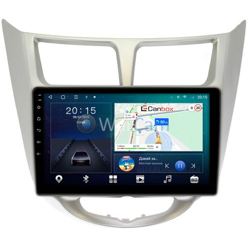 Hyundai Solaris, Accent IV 2010-2017 (серебро) Canbox L-Line 4169-9270 на Android 10 (4G-SIM, 2/32, TS18, DSP, QLed)