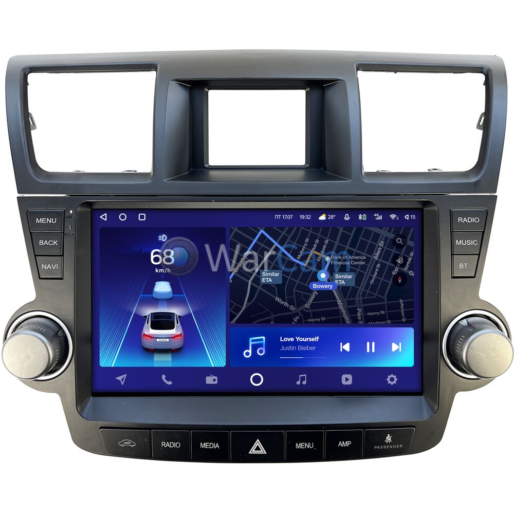 Штатное головное устройство Toyota Highlander (U40) (2007-2013) для авто с усилителем (Тип3) Teyes CC2 PLUS 10 дюймов 3/32 RM-10-1179 на Android 10 (4G-SIM, DSP, QLed)