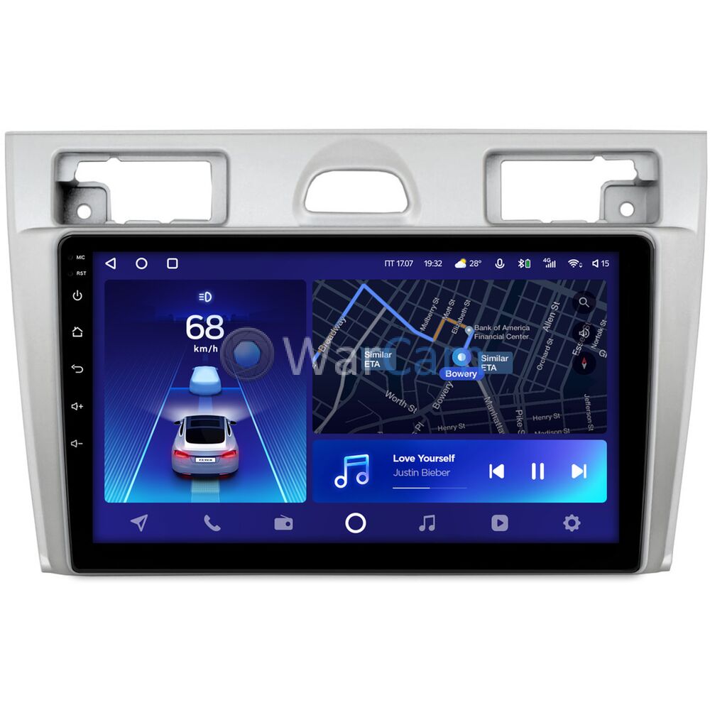 Штатное головное устройство Ford Fiesta (Mk5) (2002-2008) (серебро) Teyes CC2 PLUS 9 дюймов 6/128 RM-9-2069 на Android 10 (4G-SIM, DSP, QLed)