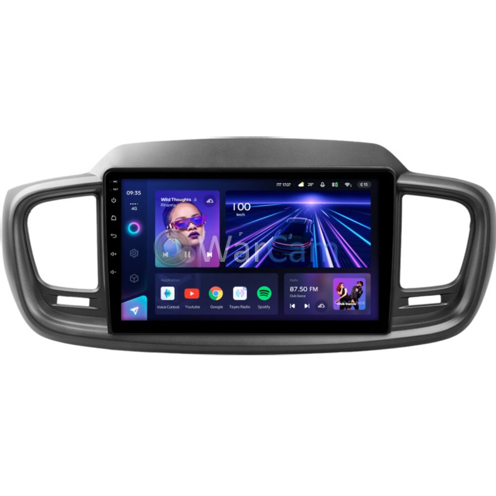 Штатное головное устройство Teyes CC3 360 10 дюймов 6/128 RM-10-1125 для Kia Sorento III Prime 2015-2020 на Android 10 (4G-SIM, DSP, QLed)