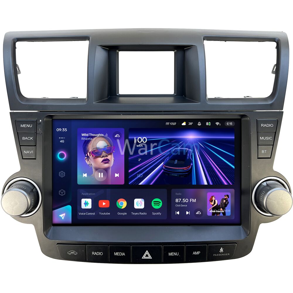Штатное головное устройство Toyota Highlander 2 (2007-2013) для авто с усилителем (Тип3) Teyes CC3 360 10 дюймов 6/128 RM-10-1179 на Android 10 (4G-SIM, DSP, QLed)