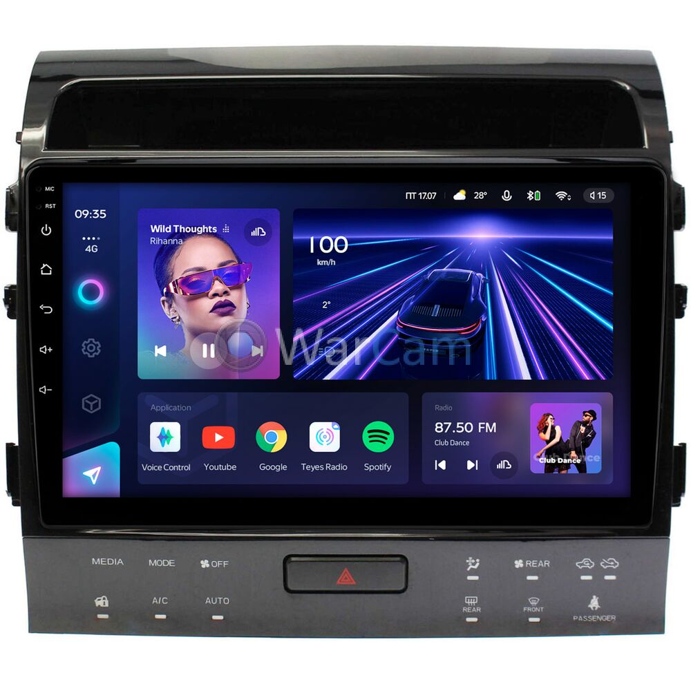 Штатное головное устройство Toyota LC 200 2010-2012 для авто с NAVI (Тип3) Teyes CC3 360 10 дюймов 6/128 RM-10-1203 на Android 10 (4G-SIM, DSP, QLed)