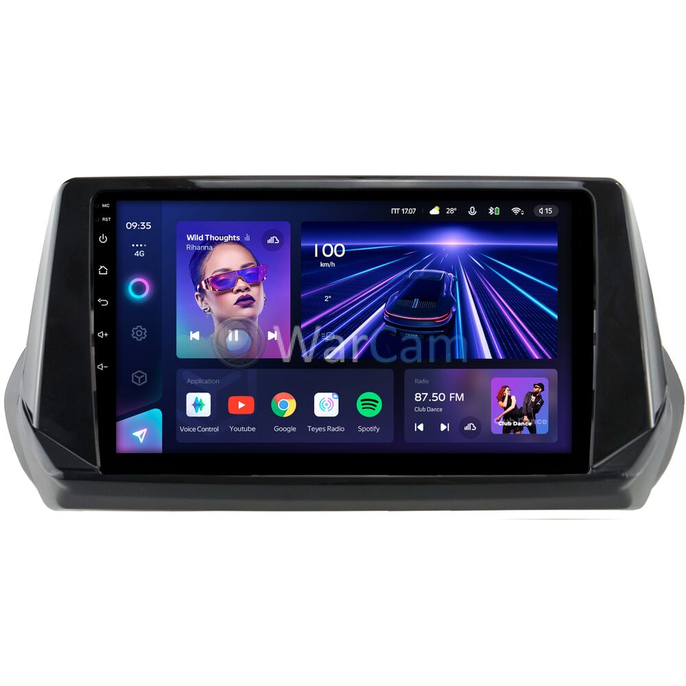 Штатное головное устройство Teyes CC3 360 9 дюймов 6/128 RM-9-1214 для Peugeot 2008 (2019-2022) на Android 10 (4G-SIM, DSP, QLed)