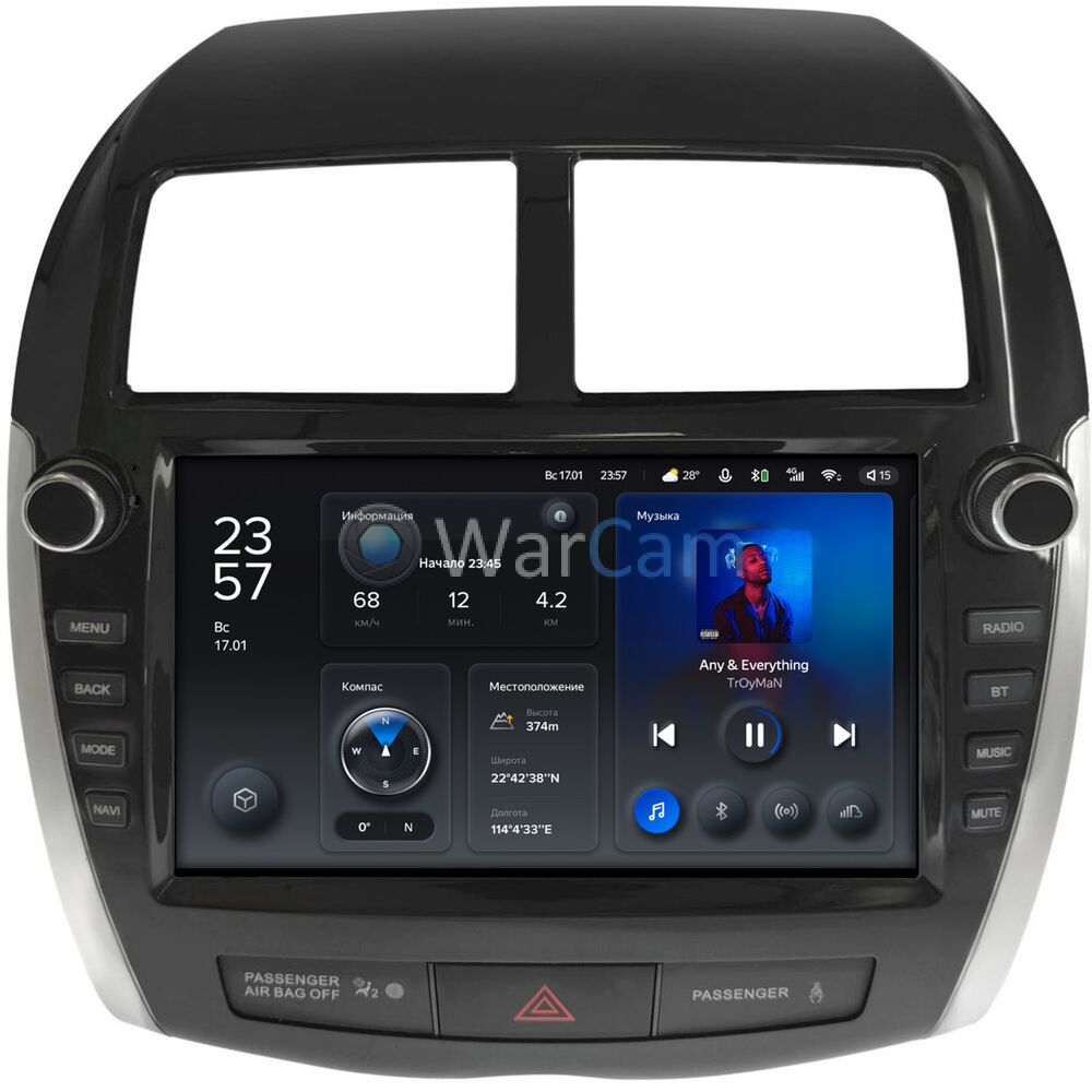 Штатное головное устройство Mitsubishi ASX (2010-2016) (для авто без Rockford) Teyes X1 WIFI 9 дюймов 2/32 RM-9-3752 на Android 8.1 (DSP, IPS, AHD)