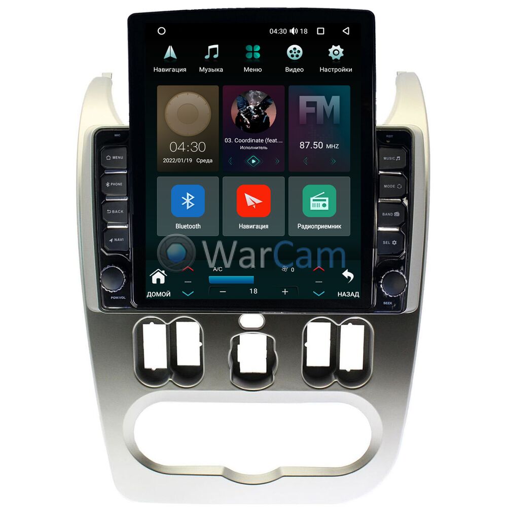 Штатная магнитола Renault Logan I 2010-2013, Sandero I 2009-2014 Canbox  H-Line 5611-9181 на Android 10 (4G-SIM, 3/32, DSP, QLed, Tesla) Купить