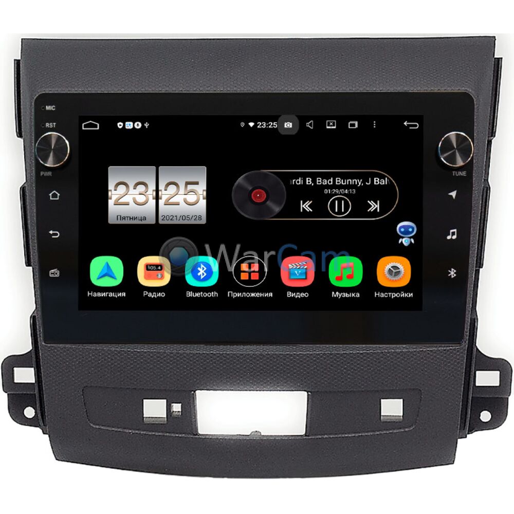 Штатная магнитола Mitsubishi Outlander II (XL) 2006-2012 Canbox BPX409-004  для авто с Rockford на Android 10 (4/32, DSP, IPS, с крутилками) Купить